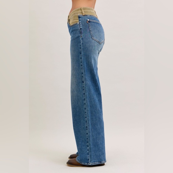 NEW🎉Judy Blue MR Column Straight Jeans with Corduroy Waist - Picture 7 of 11